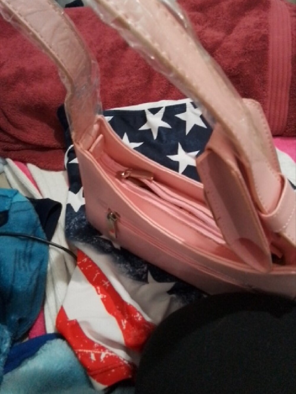 Pink Shoulder Bag with Front Zip Pocket - Picture 3 of 5